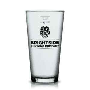 Enjoy your beer from your very own Brightside branded pint glass. Our glasses are available to purchase either as singles or in boxes of 6.